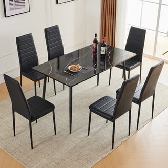 TMS Tiara 4-Piece Mid Century Wood Dining Set with Bench Walnut