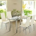 Ktaxon 5 Piece Dining Set, Tempered Glass Top Table with 4 PU Leather Chairs for Kitchen Dinner