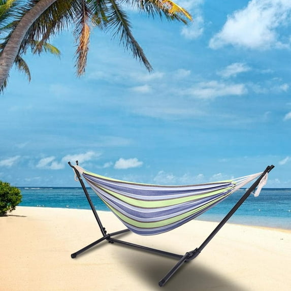 Ktaxon Double Hammock With Space Saving Steel Stand Includes Portable Carrying Case Multi-color