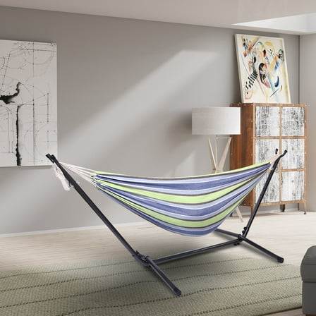 Ktaxon Double Hammock With Space Saving Steel Stand Includes Portable Carrying Case Multi-color