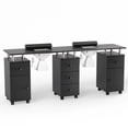 thumbnail image 1 of Ktaxon Double Nail Desk with Electric Dust Collectors, 5 Drawers, 2 Cabinets, Black, 1 of 8