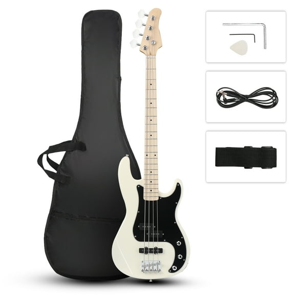 Ktaxon Electric Bass Guitar 4 Strings, 46 Inch Full Size Beginner Kit with Gig Bag, Strap, Picks for Beginner Adults Teens, Beige