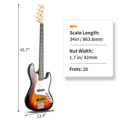 Ktaxon Electric Bass Guitar, FullSize 4 Strings Beginner