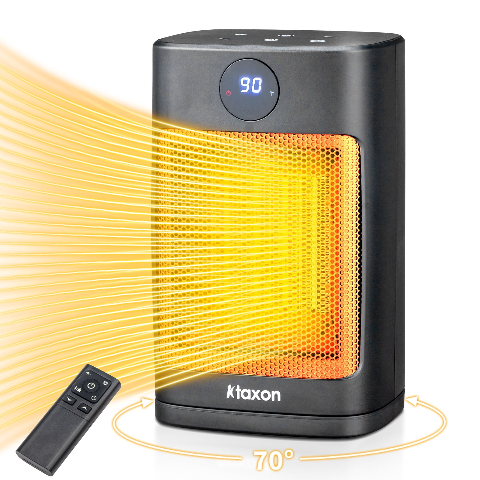 Ktaxon Space Heater, Portable Electric Heaters for Indoor Use with Thermostat and Remote, Digital Display, 12H Timer, 5 Mode, 1500W PTC Ceramic Fast Safety Heat for Office Bedroom Home