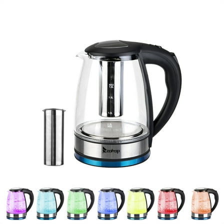 Ktaxon Electric Kettle Water Heater , Glass Tea, Coffee Pot with 7 LED Light, Auto Shut-Off, Boil-Dry Protection, 1.8 Liter