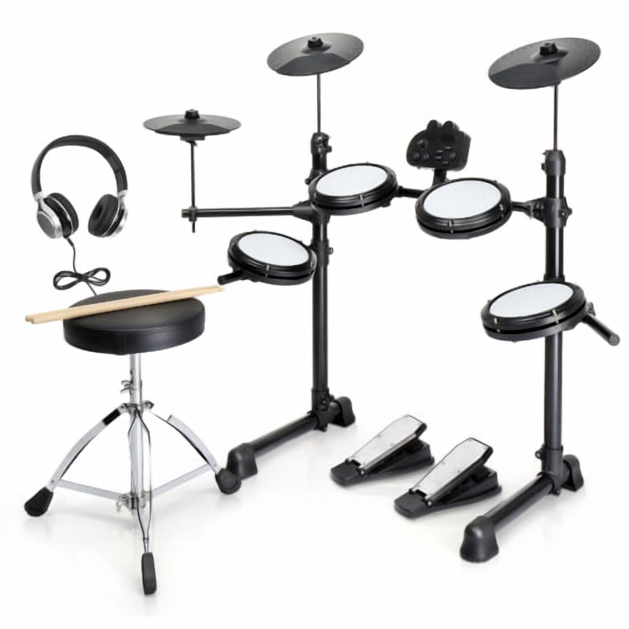 Ktaxon Electronic Drum Set for Beginner with 4 x 7in Drum Pads, 3x 10in Cymbals, 150  Sounds, Drum Module, Headphones, Drumsticks