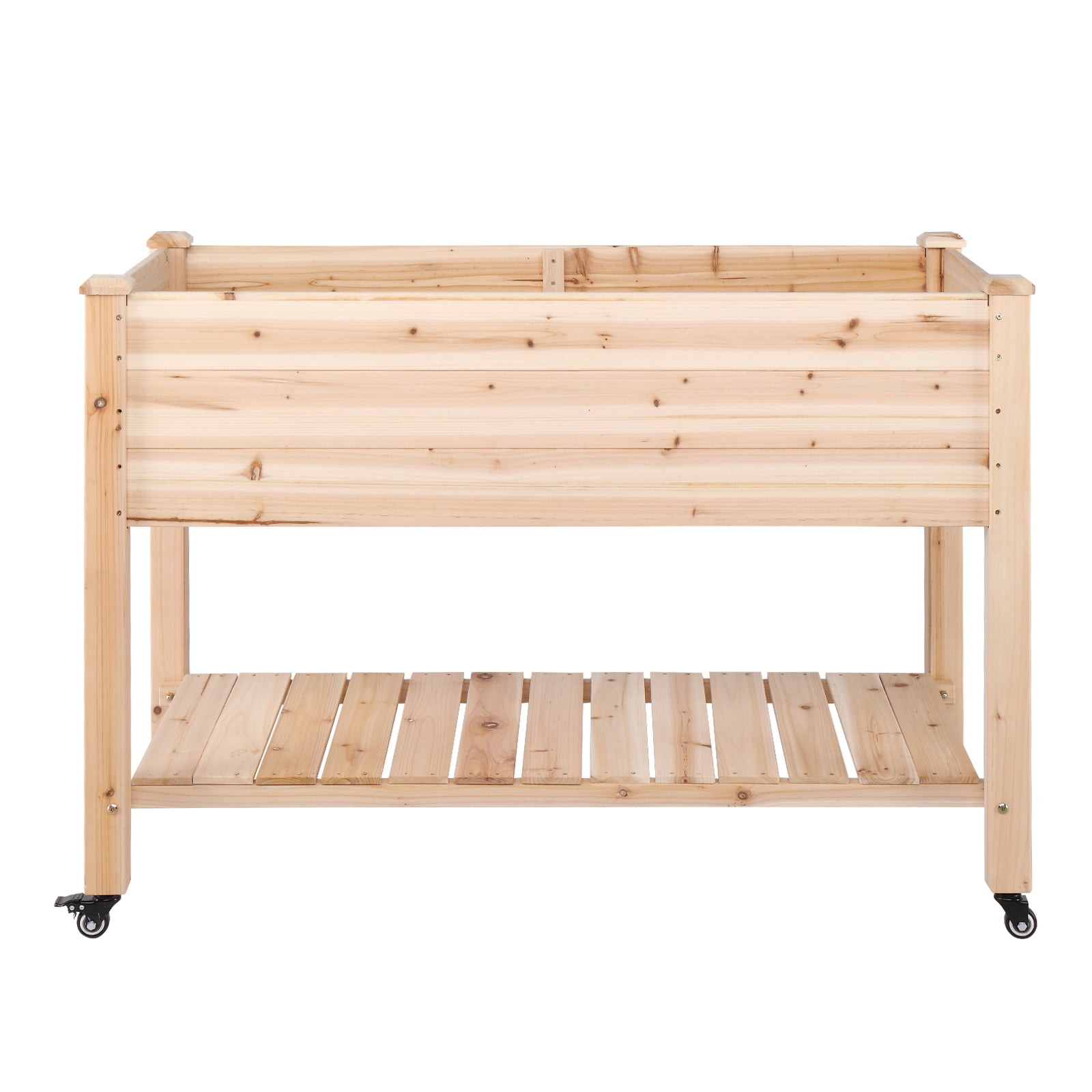 Ktaxon Elevated Raised Garden Bed Wooden Planter Box w/ Wheels