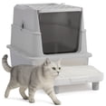 thumbnail image 1 of Ktaxon Enclosed Cat Litter Box - Stainless Steel Large (60x40x46cm) with Scoop & Mat, Odor Control, Grey, 1 of 8