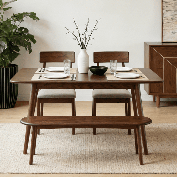 Ktaxon Extending Dining Table, Solid Wood Expandable Kitchen Table with Rounded Corners & Angled Legs, 47"-- 63" Adjustable Size Seats 6-8 People for Family Gatherings, Walnut