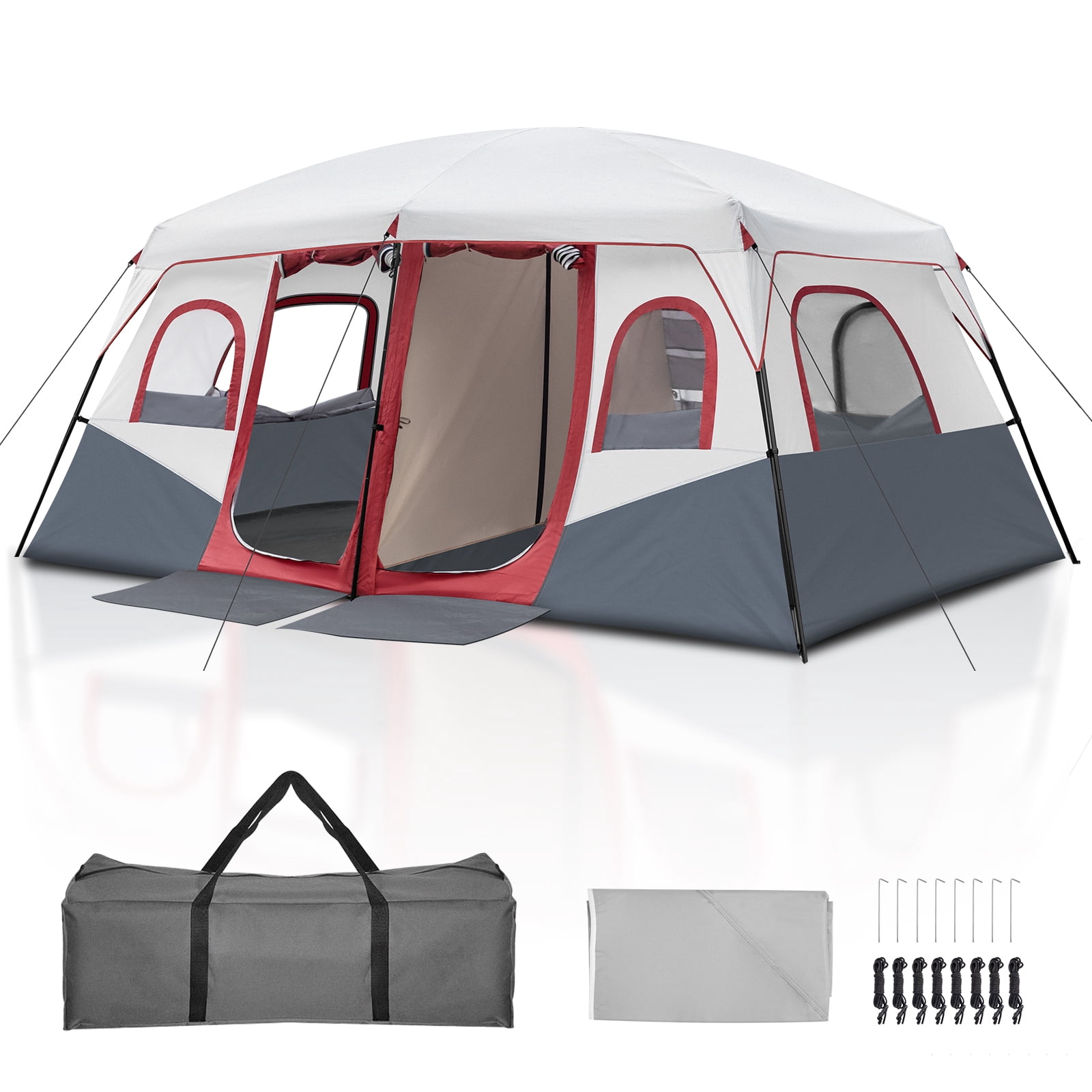 Ktaxon Family Camping Tent 10 Person Tent Waterproof  Windproof with Divided Curtain for Separated 2 Rooms with Carry Bag Outdoor
