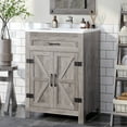 thumbnail image 1 of Ktaxon Farmhouse 24'' Bathroom Vanity Set with Sink Ceramic Top, Washed Grey (Split Two Packages for Delivery), 1 of 9