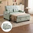 thumbnail image 1 of Ktaxon Faux Leather Loveseat Sofa Bed with Side Pockets, Adjustable Backrest Lounge for Living Room, Game Room Green, 1 of 13