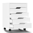 thumbnail image 1 of Ktaxon Mobile 5 Drawer File Cabinet Rolling Storage Cart Wood File Cabinet with Wheels, White, 1 of 11