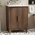 thumbnail image 1 of Ktaxon Fluted 24'' Bathroom Vanity Cabinet  without Sink Top, U - shaped Shelf, Walnut  (Only Cabinet), 1 of 10