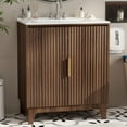 thumbnail image 1 of Ktaxon Fluted 30'' Bathroom Vanity Cabinet without Sink Top, U - shaped Shelf, Walnut (Only Cabinet), 1 of 10
