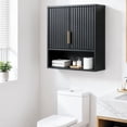 thumbnail image 1 of Ktaxon Fluted Bathroom Cabinet Wall Mount, Medicine Cabinet Storage Organizer with 2 Doors and Adjustable Shelves, Black, 1 of 15