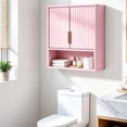 thumbnail image 1 of Ktaxon Fluted Bathroom Cabinet Wall Mount, Medicine Cabinet Storage Organizer with 2 Doors and Adjustable Shelves, Pink, 1 of 15