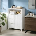 thumbnail image 1 of Ktaxon Fluted MDF Bathroom Floor Cabinet with Grille Single Door and Three Drawers, White, 1 of 11