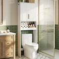 thumbnail image 1 of Ktaxon Fluted Over the Toilet Bathroom Storage Cabinet  with 2 Doors & 3 Storage Shelves Space Saver, White, 1 of 10