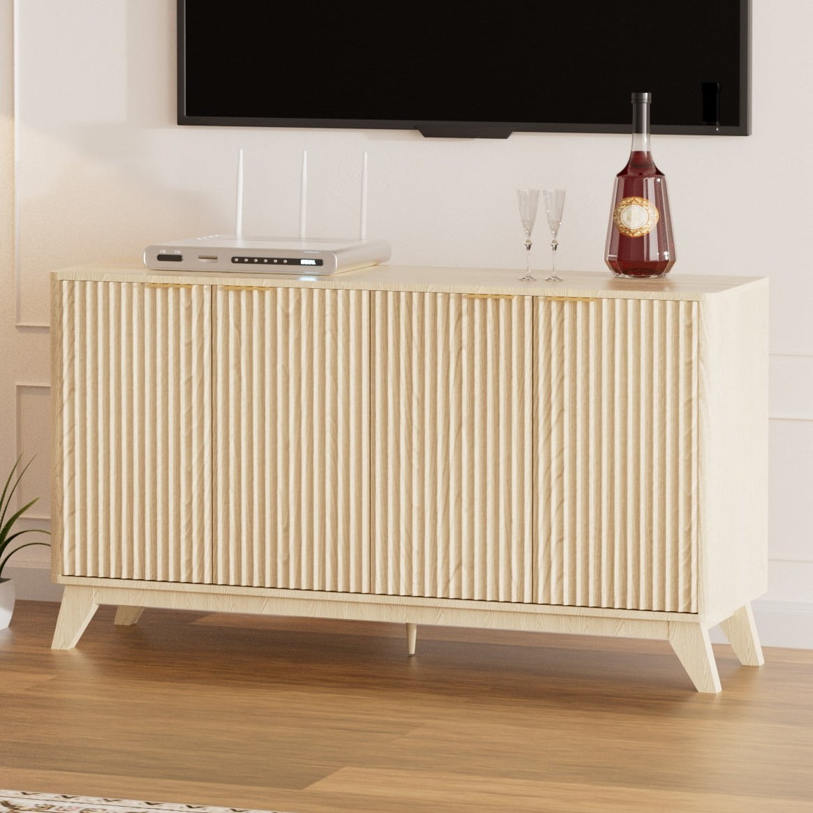 Ktaxon Modern Fluted Sideboard, 55