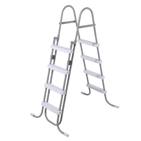Ktaxon Fold Up Pool Ladder, 4-Step Steel A-Frame Swimming Pool Stairs for 63 in High Wall, 300 lbs Capacity Entry/Exit Steps with Secure Non-Slip Sturdy Wide Step, Easy Setup Outdoor, Gray
