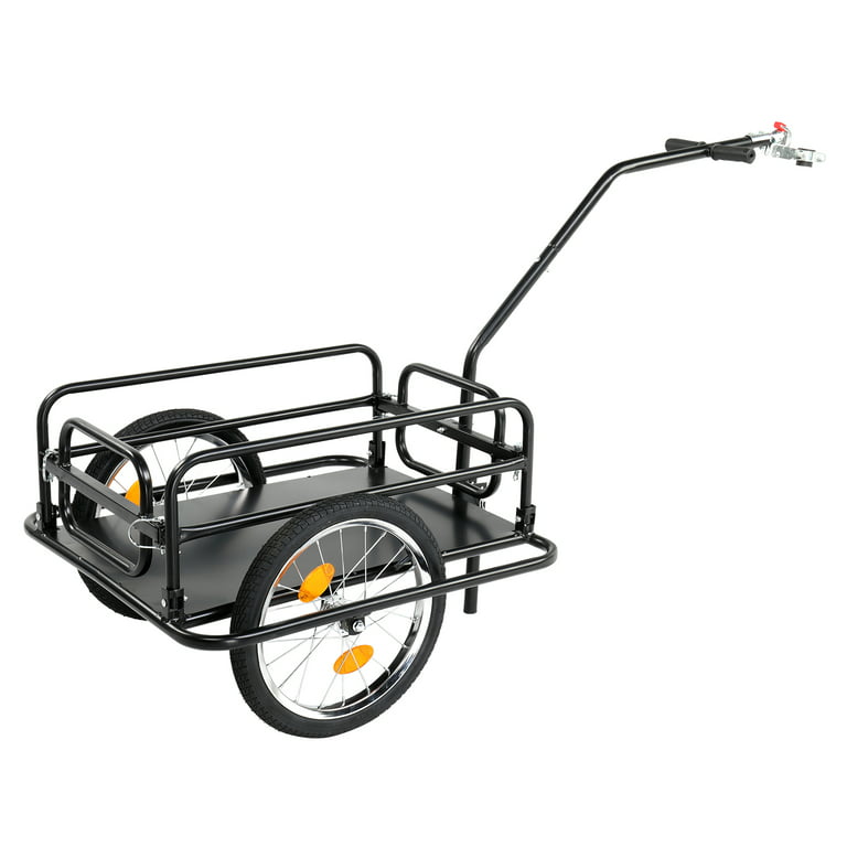 Ktaxon Foldable Bike Cargo Trailer with 16 Wheels, Bicycle Wagon Trailer  for Carrying Groceries, Luggage, Tools, Black