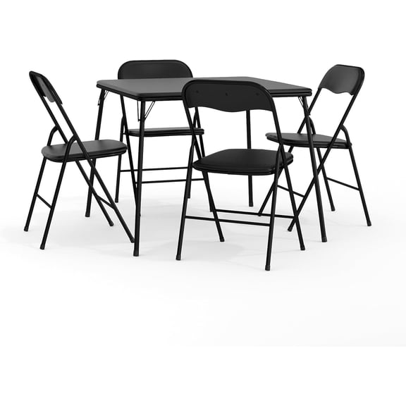 Ktaxon Foldable Dining Table Set for 4, Multi-Functional Use for 4 Seater with Padded Waterproof Chairs, Portable 33.5" Dining Table and Chairs Set, Black
