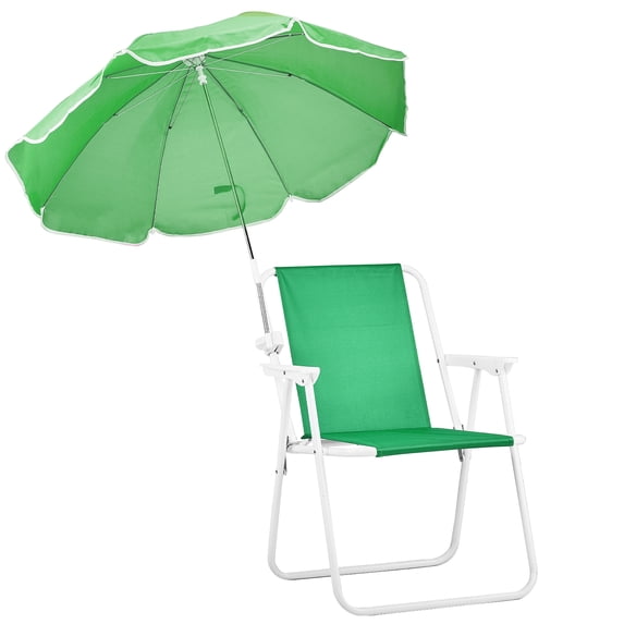 Ktaxon Folding Beach Chair with Umbrella, Portable Camping Chair for Adults, 265lbs Capacity, Lightweight, Green