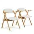 thumbnail image 1 of Ktaxon Folding Chairs Beech Frame Foldable Event Chairs Fabric Padded Diner Chairs with Arms for Office and Party Reading Dining Set of 2 Beige, 1 of 6
