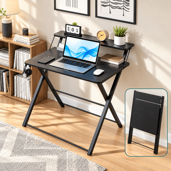 Ktaxon Folding Laptop Computer Desk Workstation Table No Assembly Wood Desktop Study Writing Desk Home Office Furniture