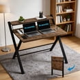 thumbnail image 1 of Ktaxon Folding Laptop Computer Desk Workstation Table No Assembly Wood Desktop Study Writing Desk Home Office Furniture, 1 of 7