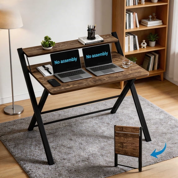 Ktaxon Folding Laptop Computer Desk Workstation Table No Assembly Wood Desktop Study Writing Desk Home Office Furniture