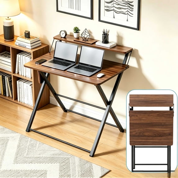 Ktaxon Folding Laptop Computer Desk Workstation Table No Assembly Wood Desktop Study Writing Desk Home Office Furniture