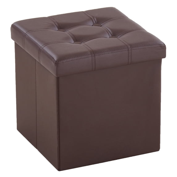 Ktaxon Folding Leather Footstool Sofa Ottoman Bench Footrest Box Faux Seat Storage Brown
