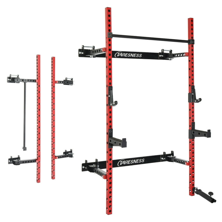 Ktaxon Folding Wall Mounted Squat Rack, 1000 Pounds Capacity Power