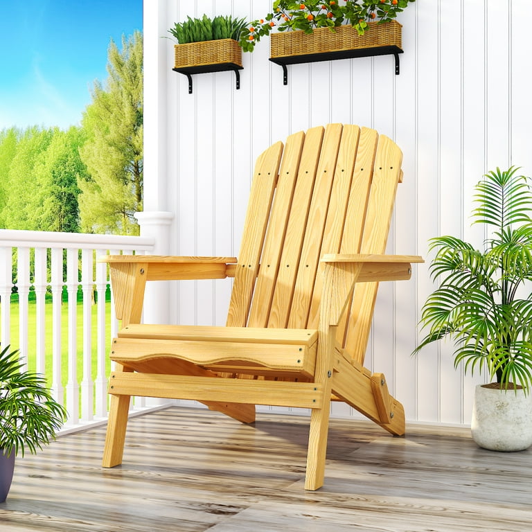 Ktaxon Foldable Wooden Adirondack Chair, Comfortable Slanted