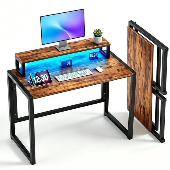 Ktaxon Folding Writing Computer Desk Home Office Study PC Writing Table, Brown