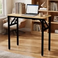 thumbnail image 1 of Ktaxon Folding Writing Computer Desk Home Office Study PC Writing Table, Oak & Black, 1 of 8