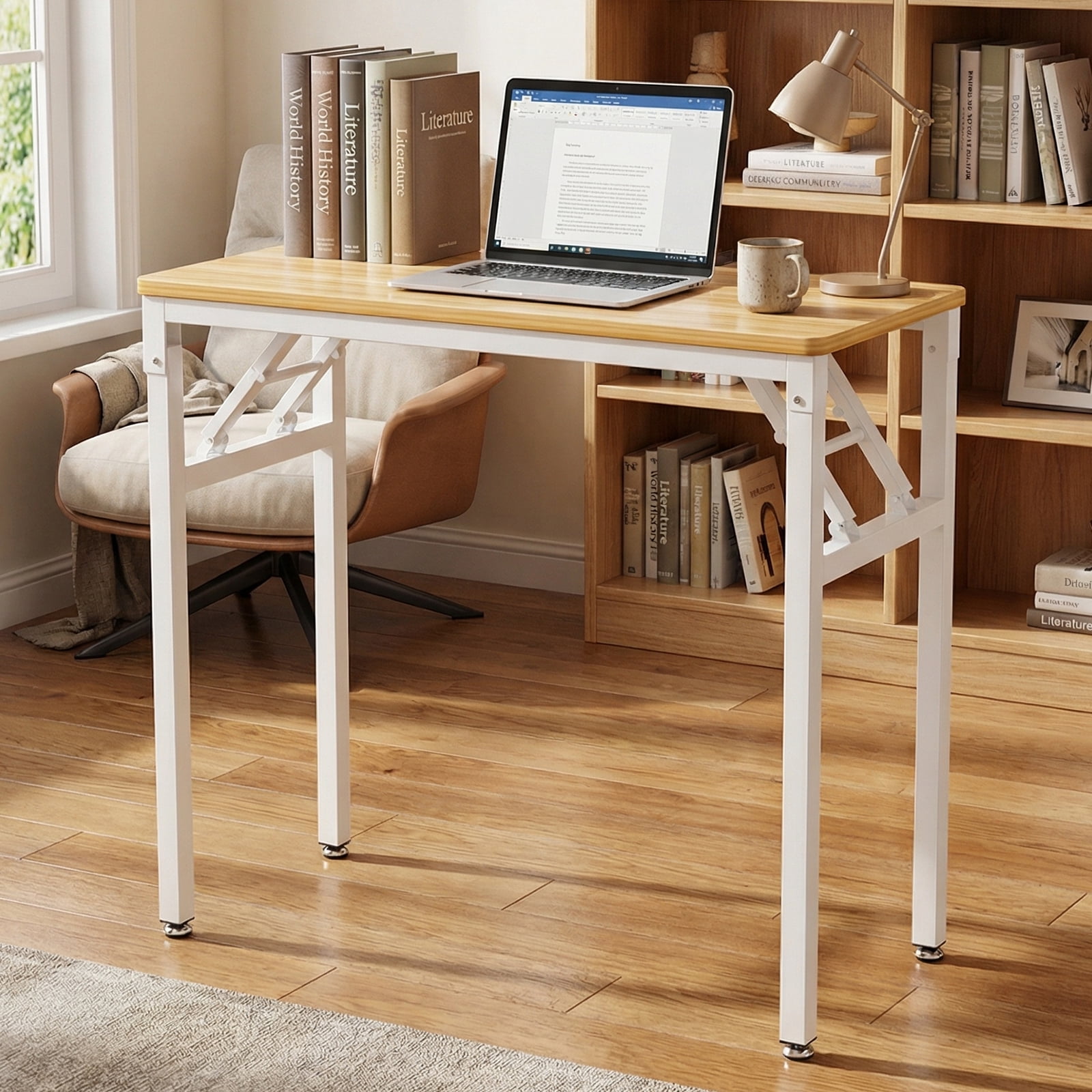 Ktaxon Folding Writing Computer Desk Home Office Study PC Writing Table, Oak