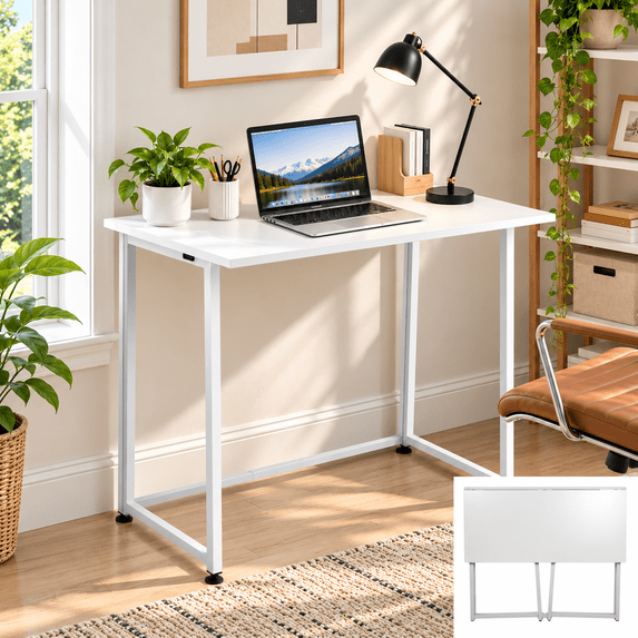 Ktaxon Folding Writing Computer Desk Home Office Study PC Writing Table,White