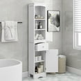 thumbnail image 1 of Ktaxon Freestanding Tall Bathroom Storage Cabinet Linen Tower with Drawer, Door, Open and Concealed Shelves for Living Room Laundry room Bedroom, White, 1 of 13