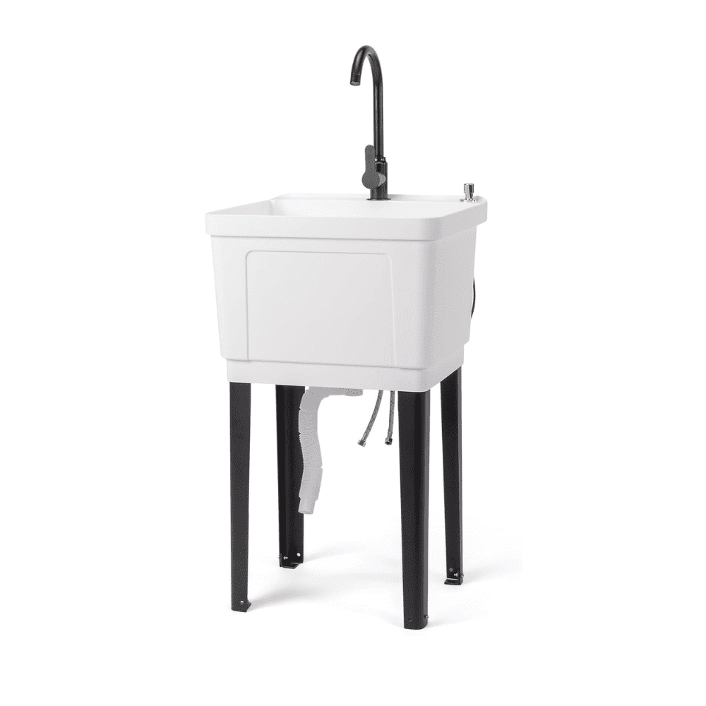 Ktaxon Freestanding Utility Sink Laundry Tub, with Stainless Steel Faucet, for Washing Room