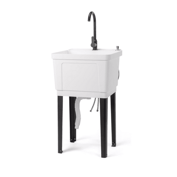 Ktaxon Freestanding Utility Sink Laundry Tub, with Stainless Steel Faucet, for Washing Room