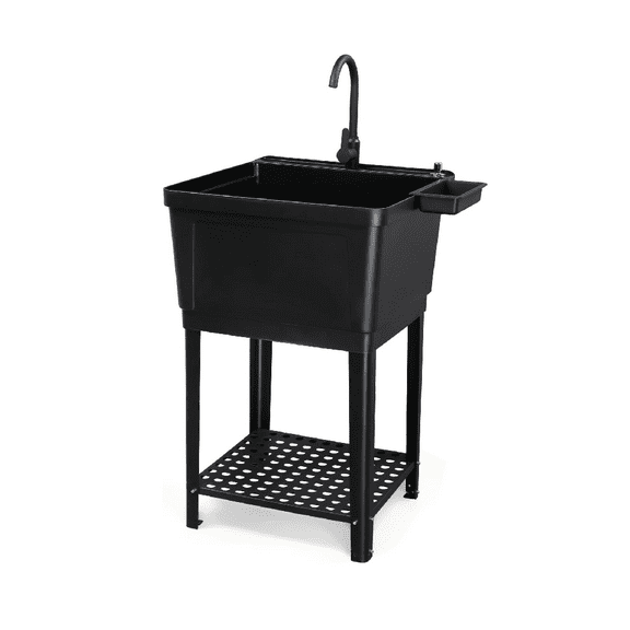 Ktaxon Freestanding Utility Sink Laundry Tub, with Stainless Steel Faucet, for Washing Room