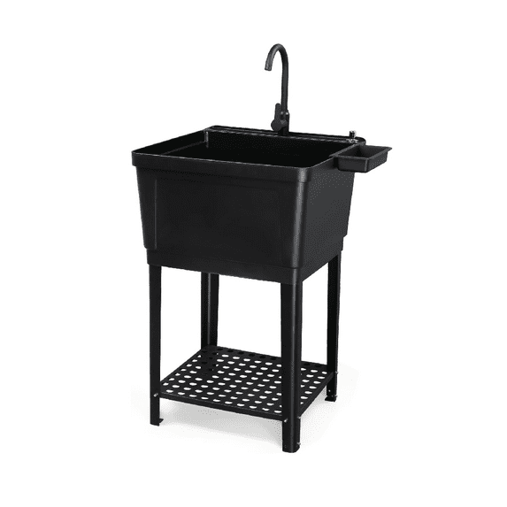Ktaxon Freestanding Utility Sink Laundry Tub, with Stainless Steel Faucet, for Washing Room