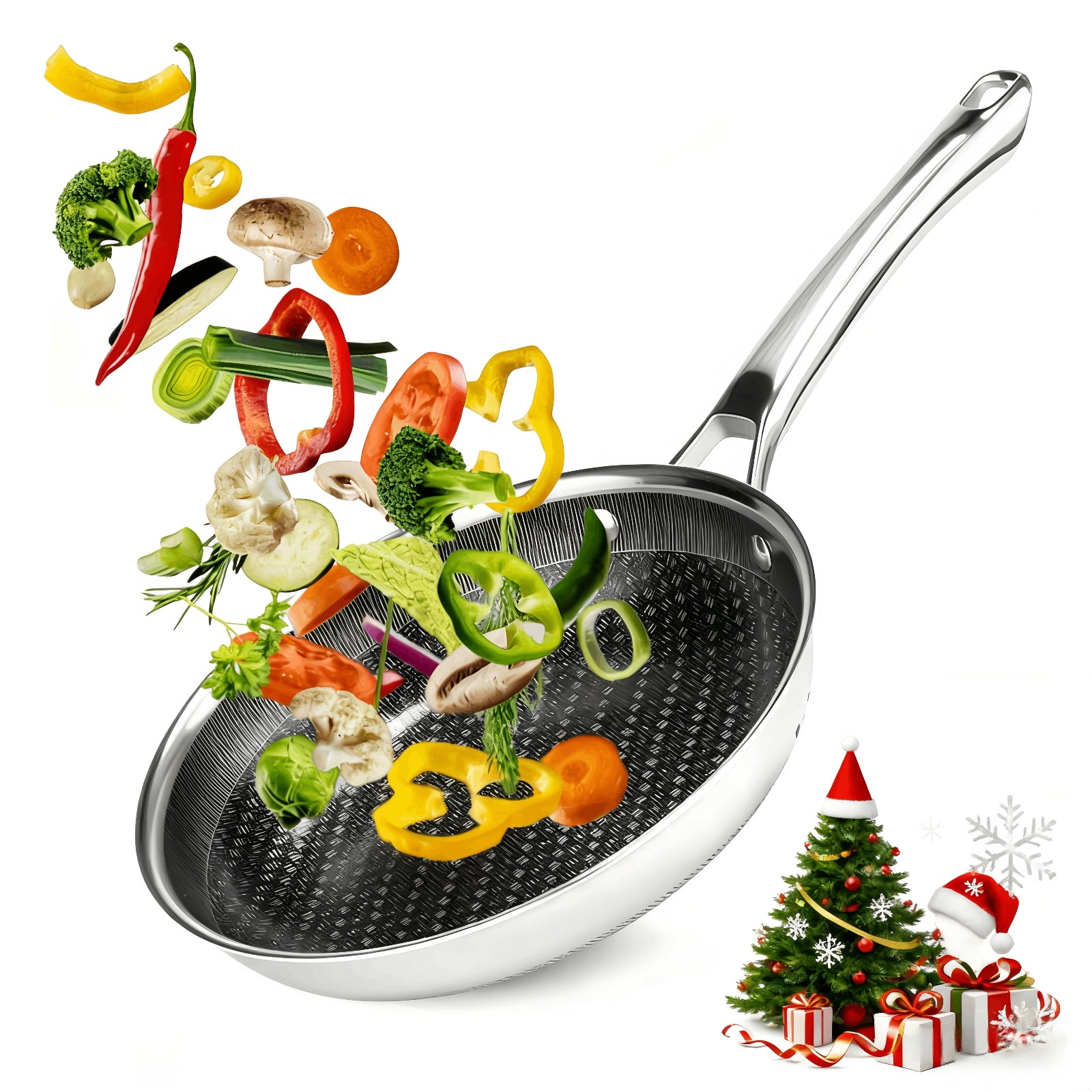 Ktaxon 10-Inch Stainless Steel Pan, Hybrid Nonstick Frying Pan, Skillet, 3-Ply Clad Cookware, Dishwasher & Oven Safe