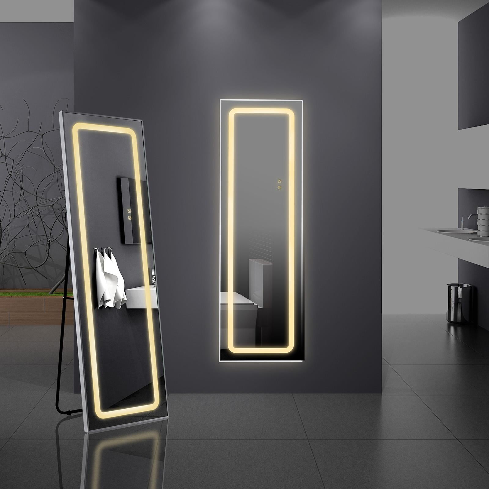 Ktaxon Full Length Mirror with LED Lights, Free Standing Tall Mirror