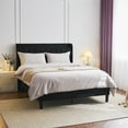 thumbnail image 1 of Ktaxon Full Platform Bed Frame with USB Charging, Upholstered Bed, Wingback Headboard/No Box Spring Required/Wood Slat Support/Easy Assembly/Black, 1 of 11