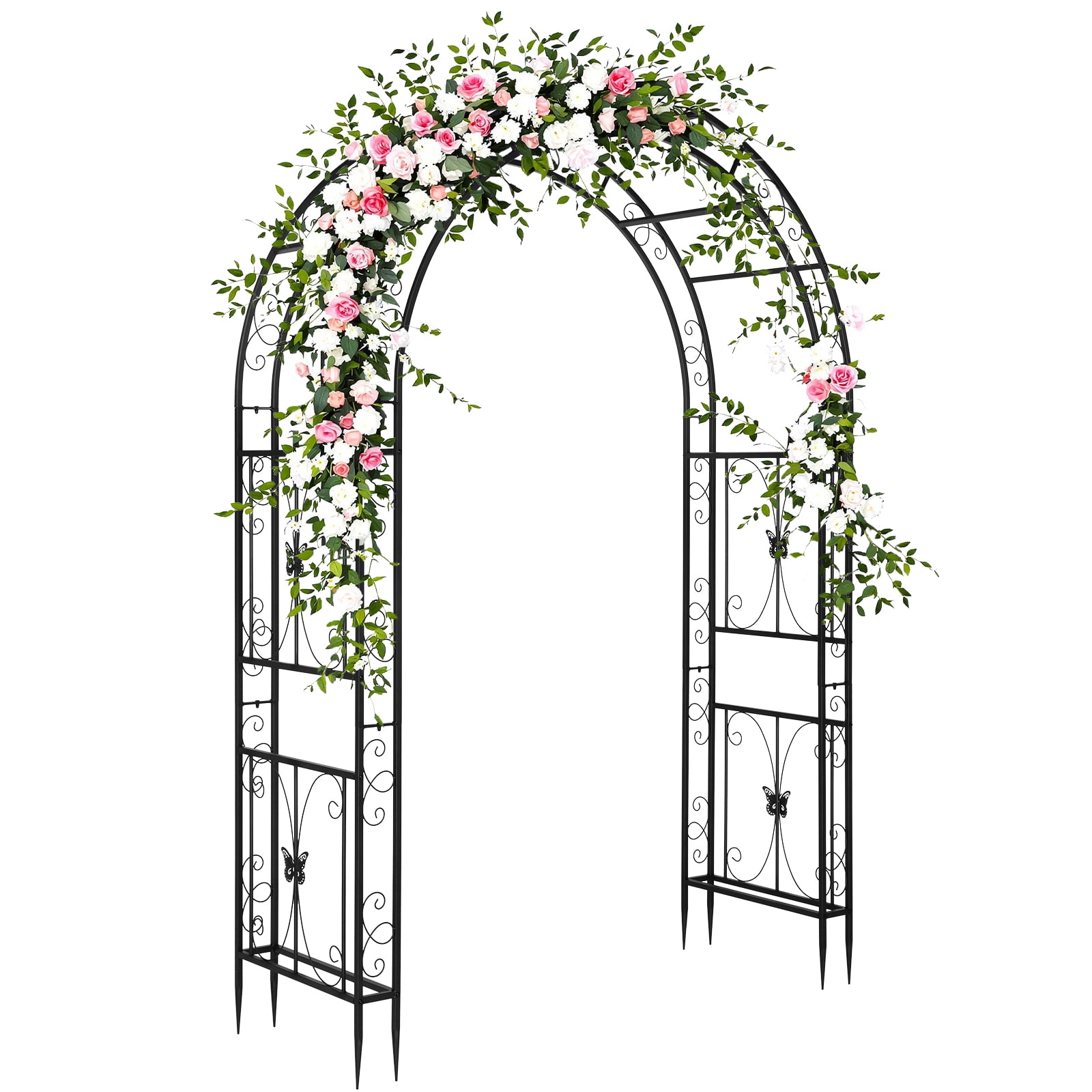 Ktaxon Garden Arbor, Arch Archway for Wedding Ceremony Party, Steel Garden Trellis for Plant Climbing, Christmas Garden Decorations Pergola for Garden, Backyard, Lawn