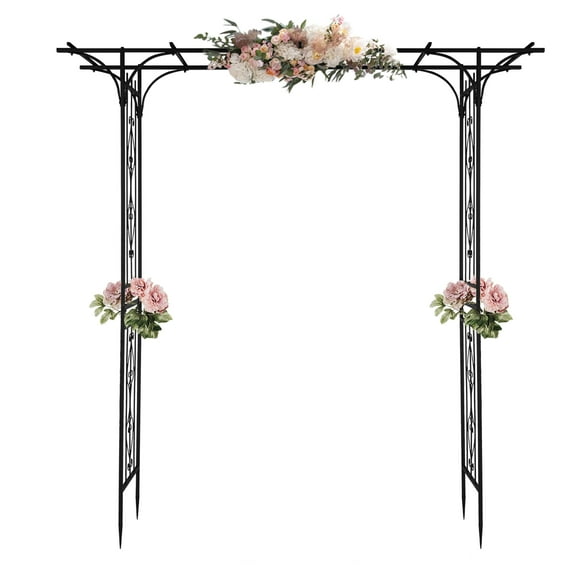 Ktaxon Garden Arbor Archway Flat Top Courtyard Arch Metal Wedding Party Archway